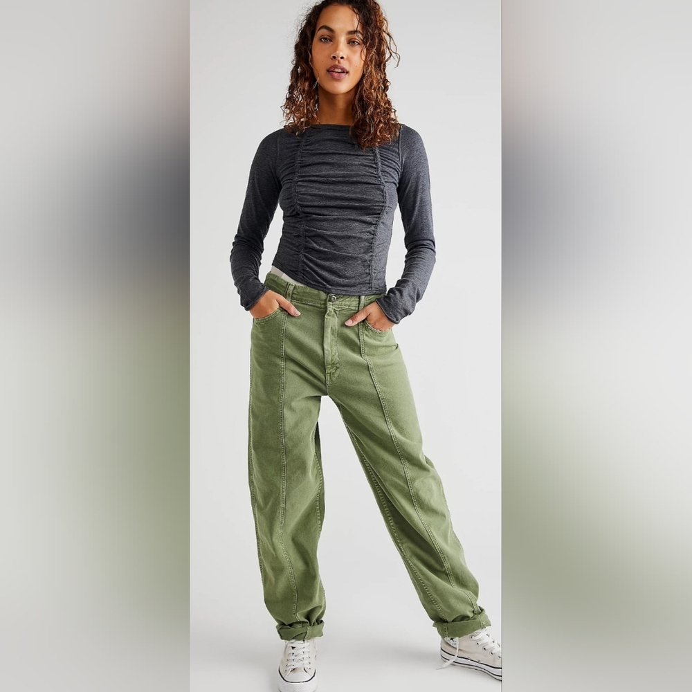 Mother Seamed Curb Side Heel High Waist Pants Gorpcore Workwear Utility Size 34